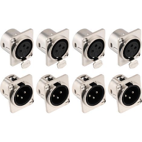 8 Pièces Connecteur XLR, Fiche 3 Broches, Boîtier Métal, Cuivre Nickelé, Pour Microphone (1/5)