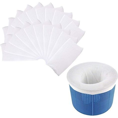 Chaussettes de panier d'écumoire de piscine, paniers filtrants pour piscines hors sol et creusées, couvertures d'écumoire de piscine, protecteurs d'écran de filtre (lot de 20) (1/5)