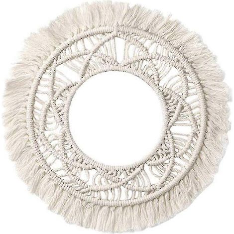 Décoration murale ronde en macramé tissée à la main (1/3)