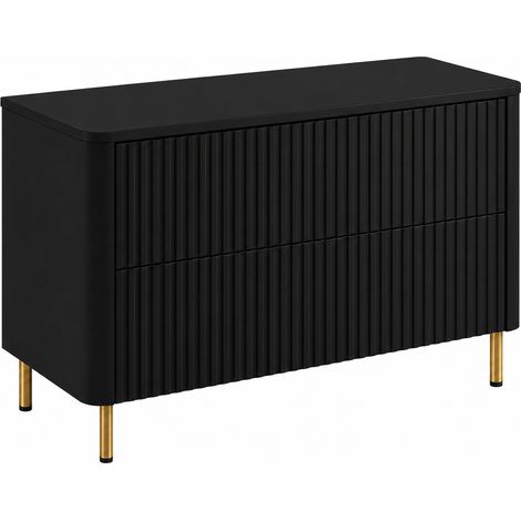 Meuble sous vasque 100 cm, noir, plan noir, pieds dorés (1/5)