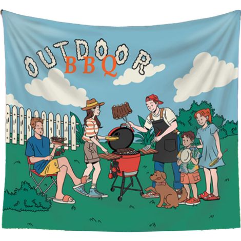 Tenture murale de camping style Ins, décorative extérieure esthétique 130x150cm (version améliorée bouton poil court) (1/5)