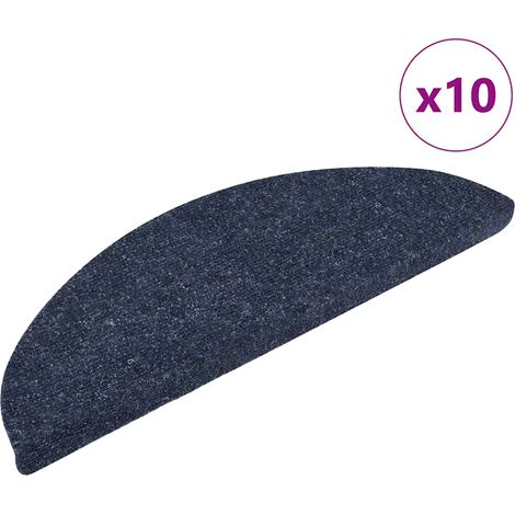 10 pcs Tapis autoadhésifs de marches, Tapis d'escalier, Marchettes D'escalier Bleu 56x17x3 cm Aiguilleté MKS80266 (1/5)