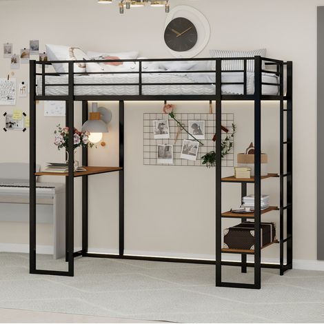 Bett Etagenbett Schreibtisch 90x190 Eisen HAVRYA (1/5)