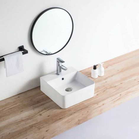 Lavabo blanco brillante sobre encimera cerámico VENADO 42 x 42,5 cm  42 x 42.5 cm (1/5)