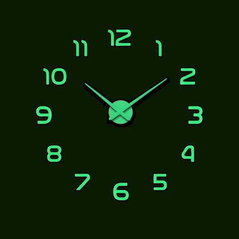 Horloge Murale - Sans Tic-Tac - Phosphorescente - Pour Chambre D'Enfant Chambre À Coucher Cuisine Salon - 80 cm - Fonctionne Sur Pile AA (1/2)