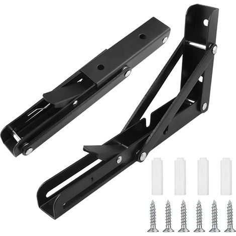 Klappbare Konsolenhalterung aus Edelstahl, tragende klappbare Regalhalterungen, robuste einziehbare faltbare Konsolenhalterung, für Garage, Küche, Schlafzimmer. (20 cm, 2 Stück) (1/5)