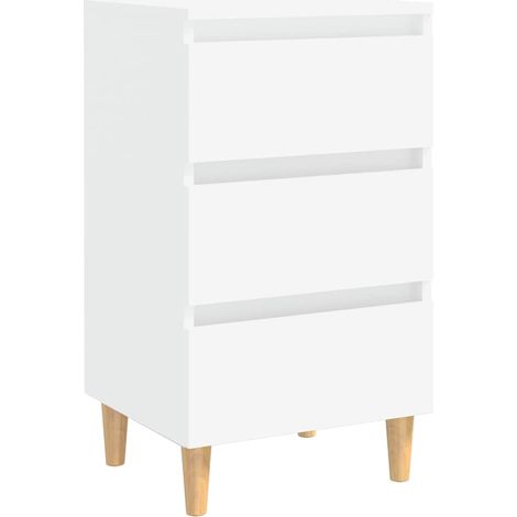 vidaXL Mesita de noche con patas de madera maciza blanca 40x35x69 cm (1/2)