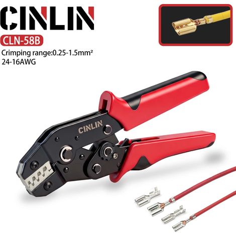 (CLN-58B) Pince à sertir pour cosses à fût ouvert CLN-58B 0,25-1,5 mm² (24-16 AWG) pour connecteurs JST, DuPont, Molex, PH XH, pas de 2,54, 3,96 et 4,2 mm (1/5)