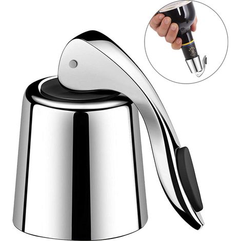 Bouchon de mise sous vide en acier inoxydable pour bouteilles de vin et de champagne. Accessoire de bar à domicile. (1/5)