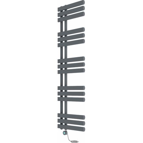 Electric Bathroom Prefilled D-shape Heated Towel Rail Radiator Thermostatic Heating Rads 1600x450mm Sand Grey (1/5)