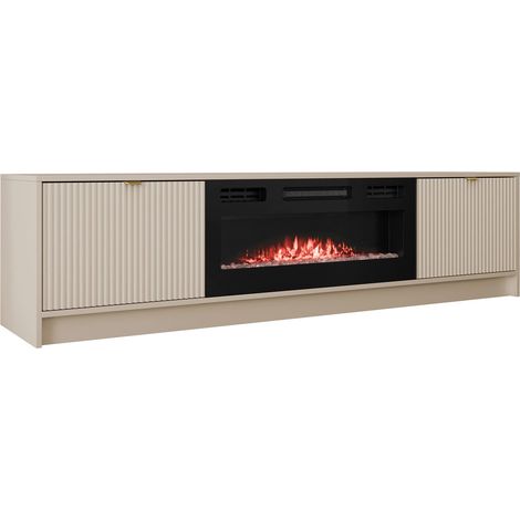 Meuble TV Comfivo Larmire 109 – Beige – Largeur 182 cm – Hauteur 48 cm – Profondeur 40 cm – Stratifié et MDF – Mécanisme de levage