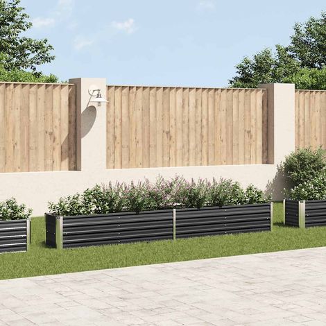 Jardinière de jardin - Balconnière à fleurs Lit surélevé de jardin Acier galvanisé 320x40x45 cm Anthracite BV995430 - BonneVie (1/5)