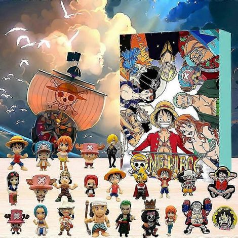 Calendrier de l'Avent, 24 figurines One Piece, compte à rebours de Noël, boîte surprise - DX (1/4)