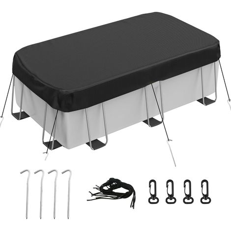 Bâche de Piscine Hors-Sol rectangulaire 210D Oxford - Résistante aux intempéries - 200 x 400 cm - Installation Manuelle - Protection de Piscine Hors Sol avec Accessoires de Montage - Noir (1/5)