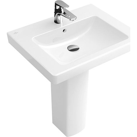 Vasques classiques, 550 x 440 mm, Rectangulaire, pour robinetterie à 3 trou s, troude robinetterie central percé,avec trop-plein, En porcelaine sanitaire Blanc