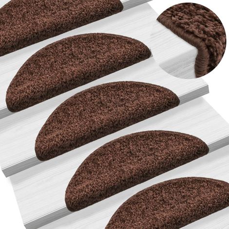 vidaXL Tappetini per scale 10 pz 56x17x3 cm Marrone Semicircolari