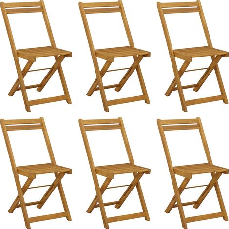 Lot de 6 Chaises d'extérieur - Chaisess de jardin pliantes Naturel 40 x 53 x 80 cm fr2465 - Maison La Vie (1/5)