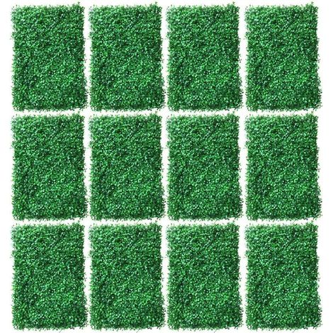 12 Stück Künstlich Hecke Pflanze Zaun Bildschirm Grün Wand Panels Dekor Schön für Balkonzaun, Sichtschutz, UV-Schutz (1/5)