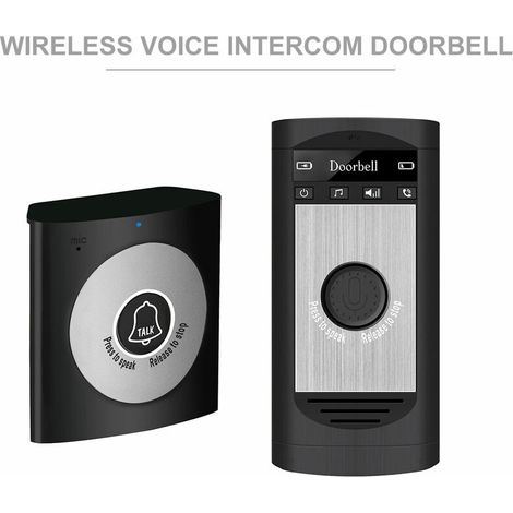 Green Mobility-Voix Sans Fil Intercom Sonnette 2 Voies Avec 1 Moniteur De Conversation Unite Exterieure Bouton 1 Unite Interieure Recepteur Smart Home Security Sonnette, Argent Et Noir (1/4)