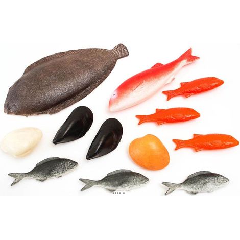 Poissons artificiels assortis en lot de 12 en Plastique soufflé