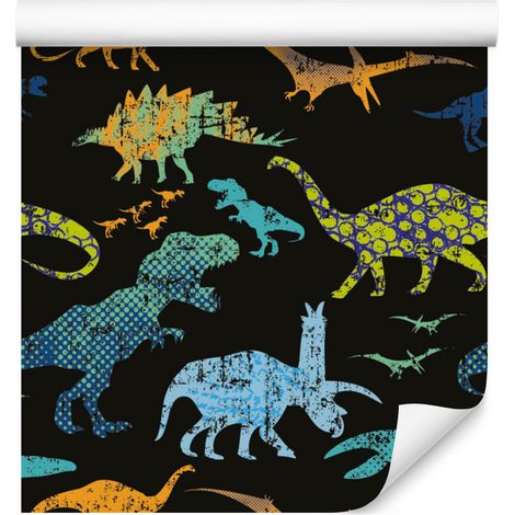 Carta da parati con dinosauri colorati per soggiorno e camera da letto, 50x1000 cm (1/5)