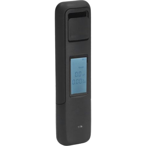 Testeur d'alcool portable noir avec couvercle coulissant, détecteur d'alcool par souffle, batterie intégrée incluse (1/5)