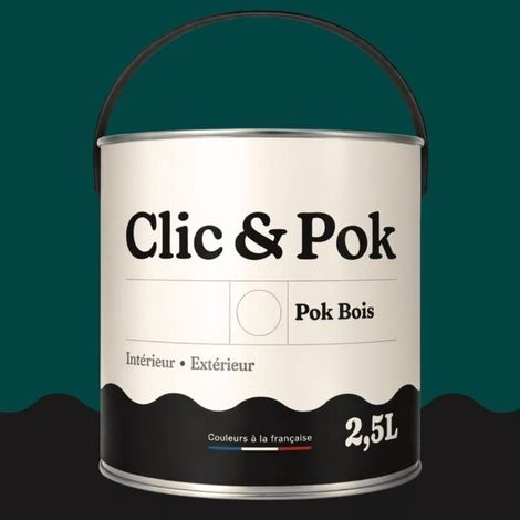 Peinture Bois Extérieur – POK BOIS - 2,5L - RAL 6004 - Vert bleu- Résistante aux intempéries - Ne s'écaille pas