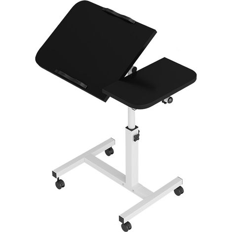 Table de Lit a Roulette, Bureau Debout Réglable en Hauteur 6095cm, Table de Lit pour Ordinateur Portable, Table D'appoint en Forme C, Pliable 90°,Pivote 360°,Super Robuste et Stable,noir (1/5)