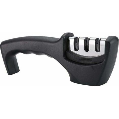 Aiguiseur Couteaux, 3 en 1 Aiguiseur de Couteaux Professionnel, Manuel Affuteur Couteaux Affûteur, Eguiseur de Couteau pour Couteaux en Acier Inoxydable de Toutes Tailles(Noir), (1/5)