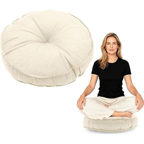 Floor Cushion for Home Outdoor Ottoman Floor and Garden Cushion Meditation Round Soft Seat for Living Room, Balcony, Yoga and Outdoor, Beige (1/5)