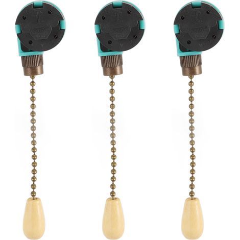 Plafonnier avec interrupteur à chaîne, 3 vitesses, 4 fils, lampe de ventilateur pour mur Bronze, 3 pièces (1/5)