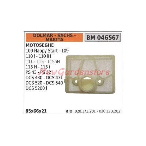 DOLMAR-Luftfilter für Kettensäge 109 111 115 PS 43 52 046567