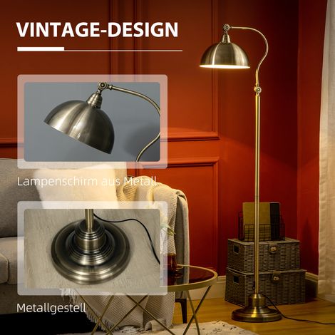Lampadaire vintage design réglable, finition laiton, 42 cm x 25,5 cm x 152 cm, bronze (1/5)