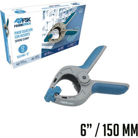 Ferrestock - FSKPRS102, 12 pinze di fissaggio con molla, manico antiscivolo, ganasce girevoli, molla extra forte, apertura massima 65 mm, profondità 65 mm, 65 x 65 mm (1/5)