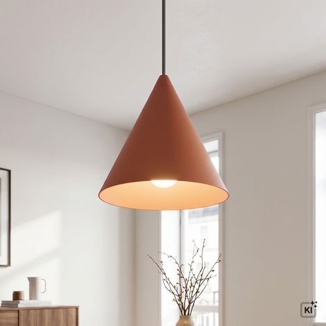 Hängelampe Metall GU10 D: 11 cm H: max. 130 cm Terrakotta Kegel Schirm Modern Pendelleuchte (1/5)