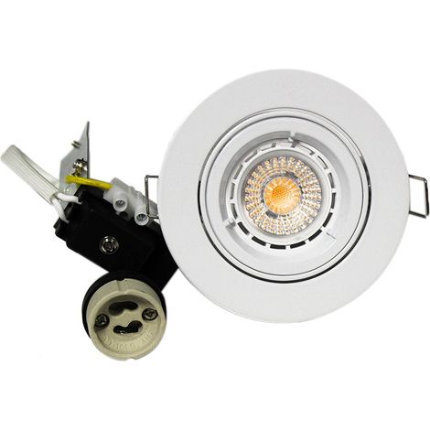 Kit comprenant une GU10 5W un support et une culot Couleur LED: Blanc Chaud (2800-3200K) - Couleur support: Blanc