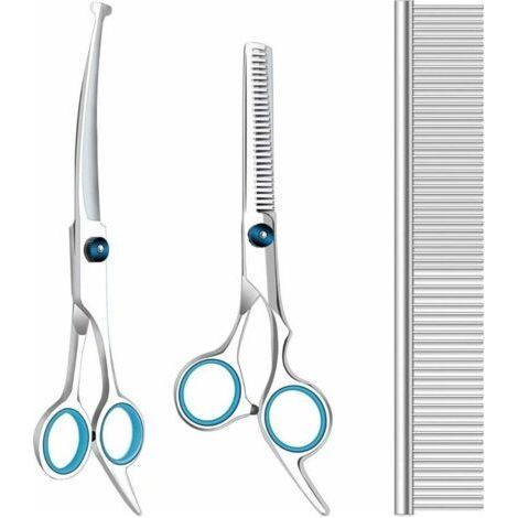 Accesorios para el cuidado del cabello de perros, tijeras profesionales para el cuidado del cabello de perros con puntas redondeadas de seguridad, tijeras para el cuidado de mascotas, tijeras de entre (1/4)