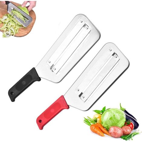 2 Stück Dual Blade Julienne Cutter, Julienne-Schneider aus Edelstahl mit Doppelklinge, Kohlschneider, 2in1 Sparschäler, Gemüseschäler und Obstschäler, Kartoffelreibe, für Sauerkraut, Krautsalat