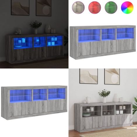 Sideboard mit LED-Leuchten Grau Sonoma 162x37x67 cm - Sideboard - Wohnzimmermöbel - Wohnraumgestaltung - Moderne Einrichtung - Regal - Home & Living (1/5)