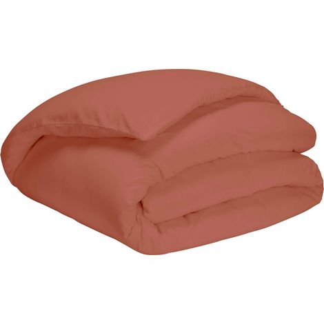 Housse de couette terracotta 100% coton 140x200 cm (1/2)