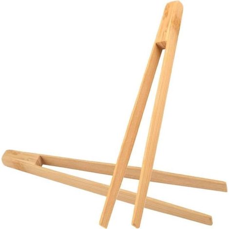 Pince a Toast Lot de 2 Pince en Bambou 25cm Longue pour Grill Tranche de Pain,Cornichons