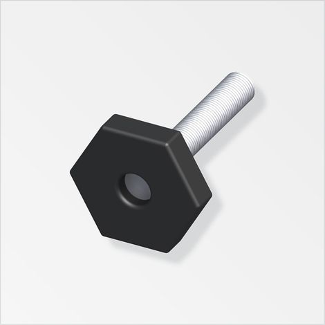 1 piede di regolazione con vite m8 in pvc nero zincato. (1/2)