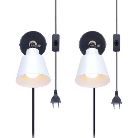 2Pcs Retrò Industriale Stile Lampada da Parete E27 Metallo per Illuminazione Soggiorno Camera da Letto Applique da Parete