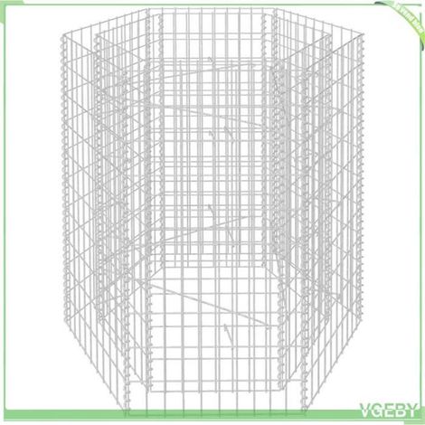 Lit surélevé à gabion - FAFEICY - 142533 - 100x90x100 cm - Acier galvanisé - Argenté (1/5)