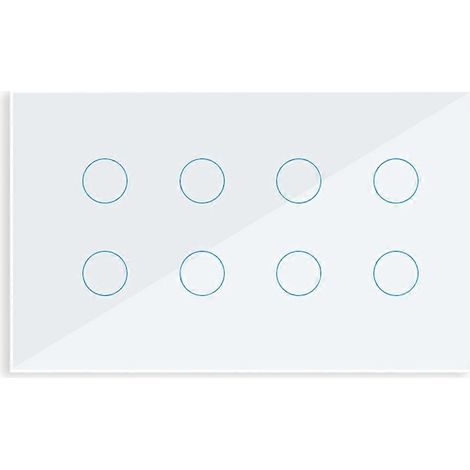 Intelligenter WLAN-Touch-Wandschalter mit Glasfront, 8 Tasten, kompatibel mit Tuya Smart Life mit Alexa und Google Home, weiß. (1/5)