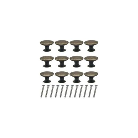 12 pomos vintage para cajones de 30 mm, tiradores redondos de bronce para armarios y mesitas de noche - Crezuo (1/4)