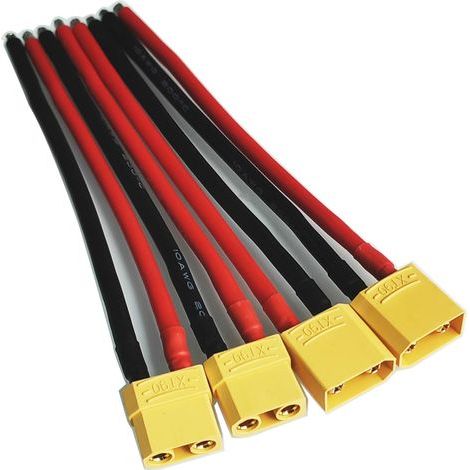 Paar XT90-Batterieanschlüsse mit Stecker-Buchse-Adapterkabel und 15 cm langem 10AWG-Kabel für RC-Hobby-LiPo-Akkus (1/5)