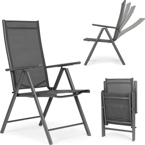 Juego de 2 sillas de jardín plegables de acero con respaldo regulable MultiGarden - gris