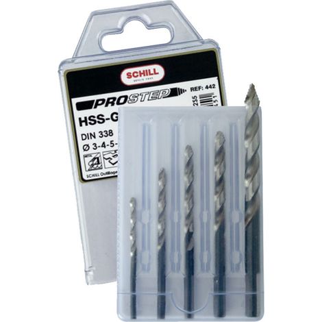 SCHILL Jeu de 5 forets HSS PROSTEP DIN338 Ø3-4-5-6-8 mm - 00442S5
