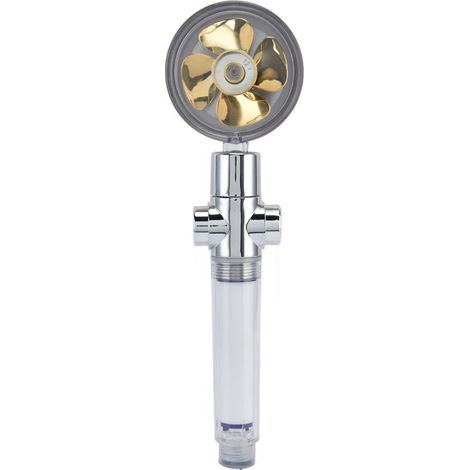 Tête de Douche Turbo avec Propulseur Rotatif 360°, Montage G1/2 Détachable, 6 Modes de Jet pour Économie d'eau (Couleur: Doré) (1/5)